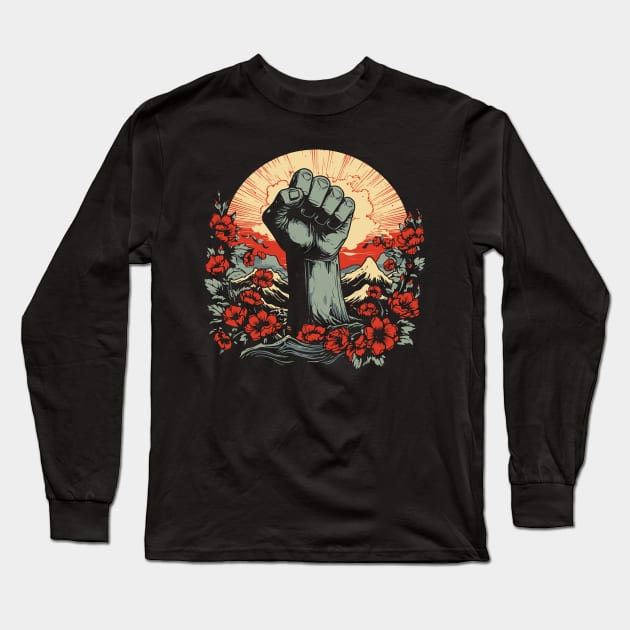 Black Power Fist Black History Pride Month Long Sleeve T-Shirt by Kali Space